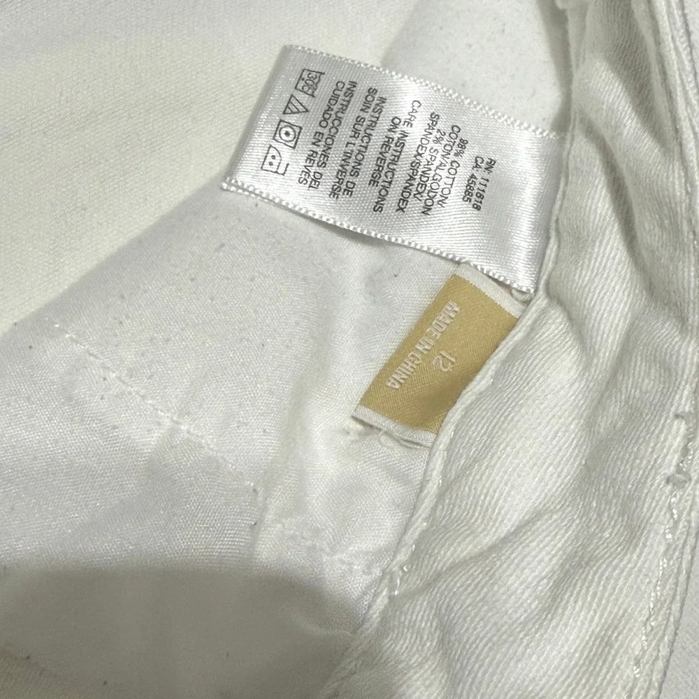 Michael Kors Jeans Women 12 White Straight Leg MK Logo Branded Denim Pants